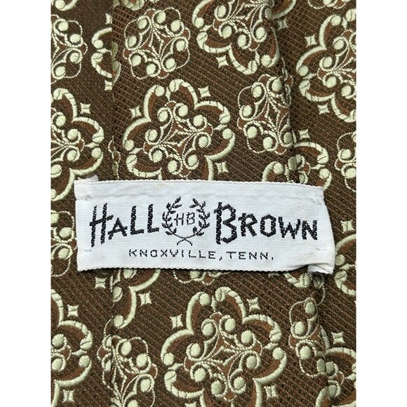 Vintage Hall Brown Floral Embroidered Tie Brown Beige One Size Boho Career Retro - Picture 3 of 7